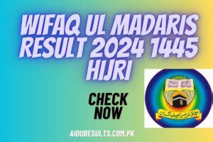 wifaq ul madaris result 1445 online check